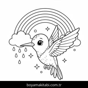 Sinek Kuşu boyama sayfası – el becerilerini geliştirir, boyama çalışması