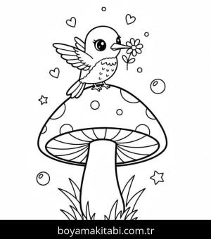 Sinek Kuşu boyama sayfası – sevimli karakter, sanatsal çalışma