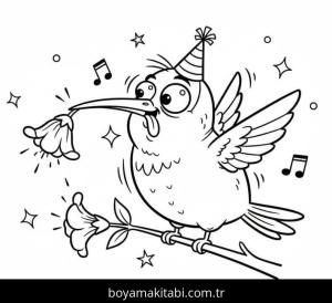 Sinek Kuşu boyama sayfası – basit çizim, kolay boyama