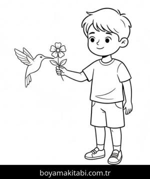 Sinek Kuşu boyama sayfası – sevimli karakter, sanatsal çalışma