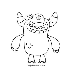 Şirin Canavar boyama sayfası – keyifli zaman, renkli çizimler