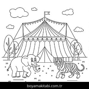 Sirk boyama sayfası – ücretsiz yazdır, boyama etkinliği