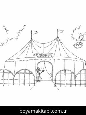 Sirk boyama sayfası – çizgi film temalı, basit çizim