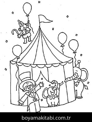 Sirk boyama sayfası – sevimli karakter, sanatsal çalışma