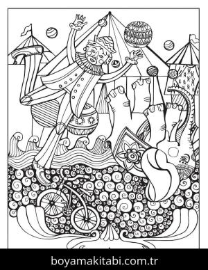 Sirk boyama sayfası – boyama etkinliği, çocuk aktivitesi