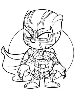 Kara Panter (Black Panther) boyama sayfası,  coloring page, Chibi Kara Panter’i çiz, 