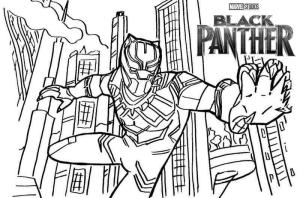 Kara Panter (Black Panther) boyama sayfası,  coloring page, Şehirde Kara Panter, 