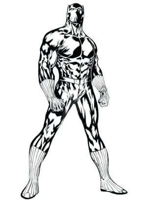 Kara Panter (Black Panther) boyama sayfası,  coloring page, Ayakta Kara Panter çizimi, 