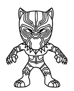 Kara Panter (Black Panther) boyama sayfası,  coloring page, Küçük Chibi Kara Panter, 