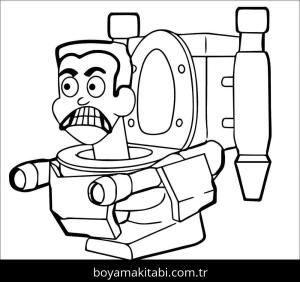 Skibidi Toilet boyama sayfası – kolay boyama, eğitici aktivite