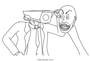 Skibidi Toilet boyama sayfası – çocuk aktivitesi, PDF indir