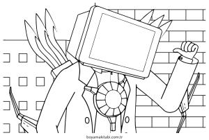 Skibidi Toilet boyama sayfası – basit çizim, kolay boyama