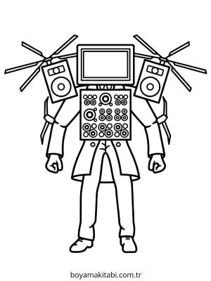 Skibidi Toilet boyama sayfası – basit çizim, kolay boyama