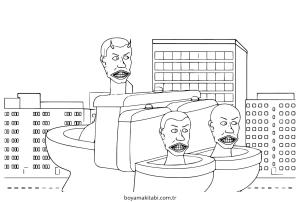 Skibidi Toilet boyama sayfası – basit çizim, kolay boyama