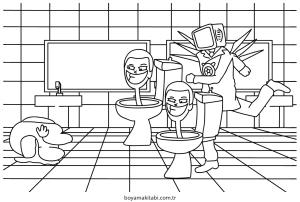 Skibidi Toilet boyama sayfası – sanatsal çalışma, çocuklar için