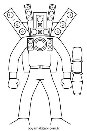 Skibidi Toilet boyama sayfası – çocuklar için, çizgi film temalı