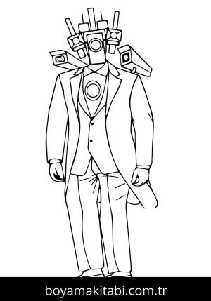 Skibidi Toilet boyama sayfası – kolay boyama, eğitici aktivite