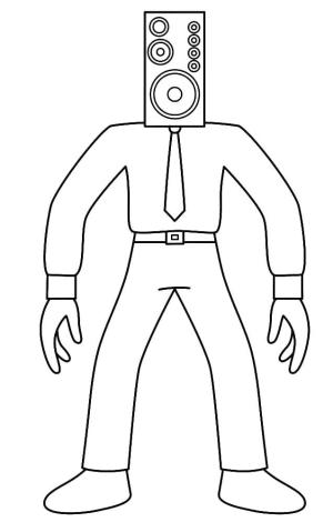 Skibidi Toilet boyama sayfası,  coloring page, Skibidi Tuvaletinden Konuşmacı Adam, 