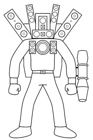 Skibidi Toilet boyama sayfası,  coloring page, Skibidi Tuvalet Titan Hoparlör, 