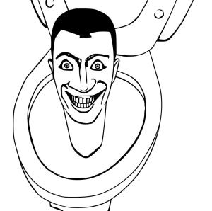 Skibidi Toilet boyama sayfası,  coloring page, Ürpertici Skibidi Tuvalet, 