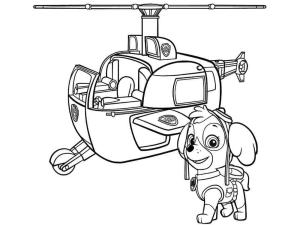 Skye Paw Patrol boyama sayfası,  coloring page, Skye Paw Patrol ve Helikopter, 