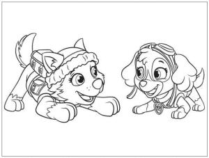 Skye Paw Patrol boyama sayfası,  coloring page, Everest ve Skye Paw Patrol, 