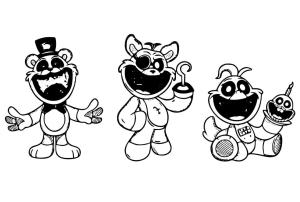 Smiling Critters boyama sayfası,  coloring page, Gülümseyen Yaratıklar FNAF çizimleri, 