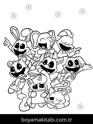 Smiling Critters boyama sayfası – ücretsiz yazdır, boyama etkinliği