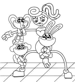 Smiling Critters boyama sayfası,  coloring page, Gülümseyen Yaratıklar ve Annenin Uzun Bacaklarının Çizimleri, 