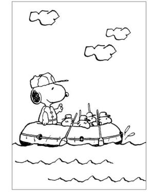 Snoopy boyama sayfası,  coloring page, Teknede Snoopy, 