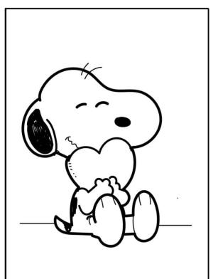 Snoopy boyama sayfası,  coloring page, Pençelerinde Kalp Olan Snoopy, 