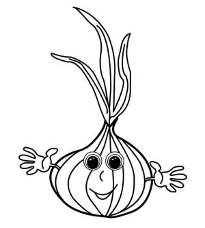 Soğan boyama sayfası,  coloring page, Soğan Gülümseyerek, 