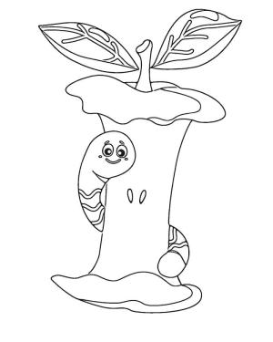 Solucan boyama sayfası,  coloring page, Ağaca Sarılan Solucan, 