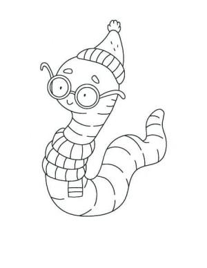 Solucan boyama sayfası,  coloring page, Gülümseyen Sevimli Solucan, 