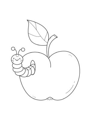 Solucan boyama sayfası,  coloring page, Elmadaki Güzel Solucan, 