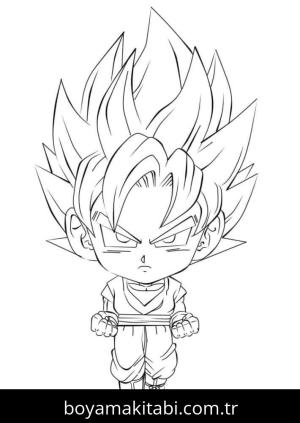 Son Goku boyama sayfası – basit çizim, kolay boyama