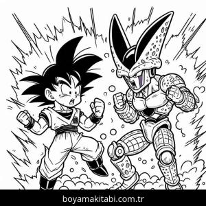 Son Goku boyama sayfası – sevimli karakter, sanatsal çalışma