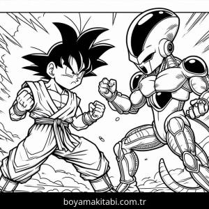 Son Goku boyama sayfası – çizgi film temalı, basit çizim
