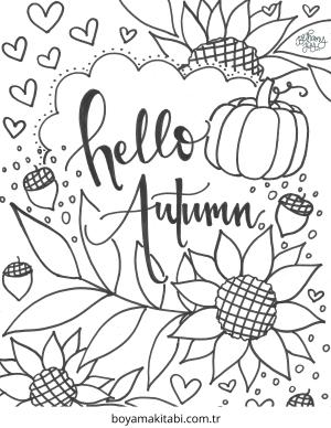 Sonbahar boyama sayfası – keyifli zaman, renkli çizimler