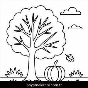 Sonbahar boyama sayfası – sanatsal çalışma, çocuklar için