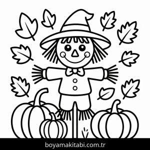 Sonbahar boyama sayfası – sanatsal çalışma, çocuklar için