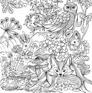 Sonbahar boyama sayfası,  coloring page, Orman sakinleri kış için stok yapıyor, 