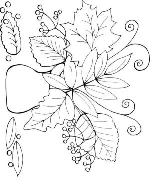 Sonbahar boyama sayfası,  coloring page, Bir buket düşen yaprak., 