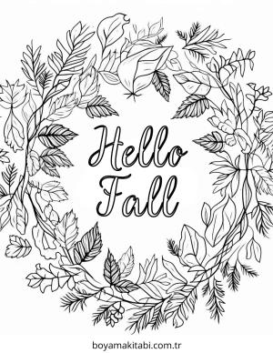Sonbahar boyama sayfası – çizgi film temalı, basit çizim