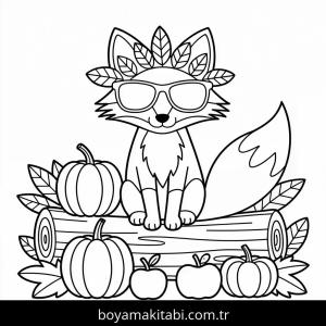 Sonbahar boyama sayfası – çizgi film temalı, basit çizim