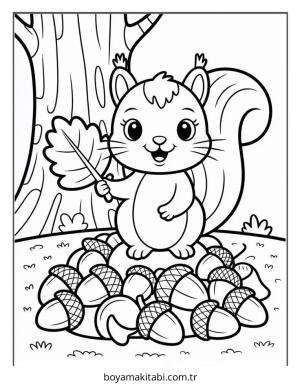 Sonbahar boyama sayfası – çizgi film temalı, basit çizim