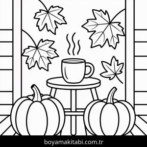 Sonbahar boyama sayfası – yaratıcılığı geliştirir, keyifli zaman