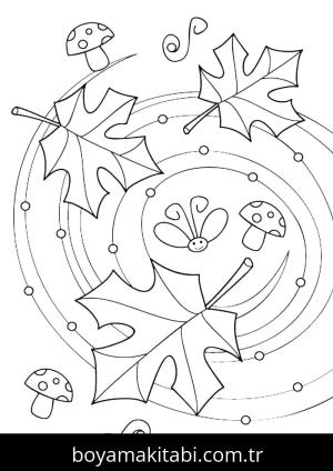 Sonbahar boyama sayfası – PDF indir, sevimli karakter