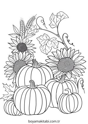 Sonbahar boyama sayfası – PDF indir, sevimli karakter