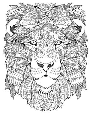 Sonbahar boyama sayfası,  coloring page, Yaprak yelesi olan sıra dışı bir aslan, 